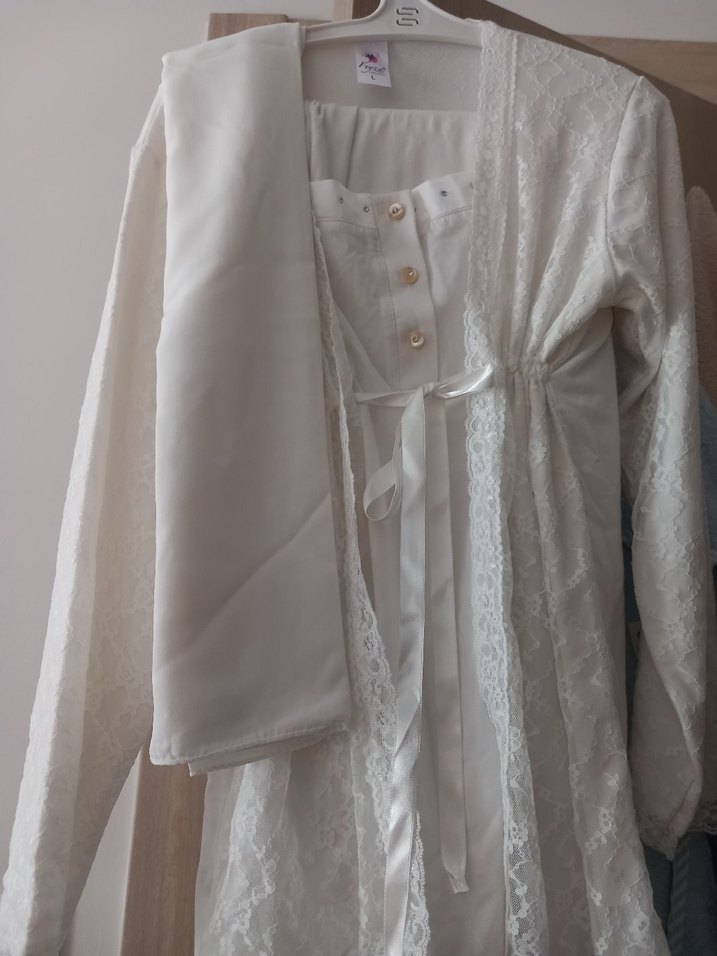 Düğmeli Beyaz Hamile Midi lohusa takımı - Görsel 2