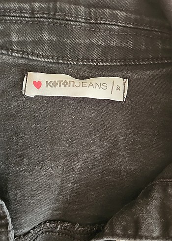 Koton Düğmeli Siyah Kadın Denim Ceket