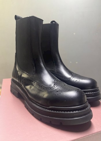 Efetti marka Siyah Deri Gothic Topuklu Kadın Bot