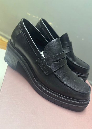 Tanca marka Siyah Tokalı Kadın Loafer Blok Topuklu