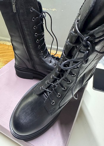 38 Beden Deri Siyah Platform Topuklu Goth Botlar