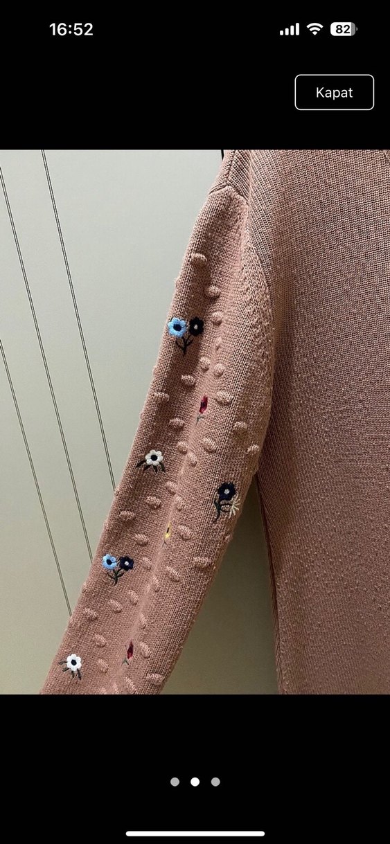 Nakış Detaylı Pembe triko Kadın Kazak - Görsel 2