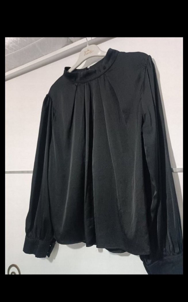 Siyah Pilili Uzun Kollu Kadın Bluz - Görsel 3