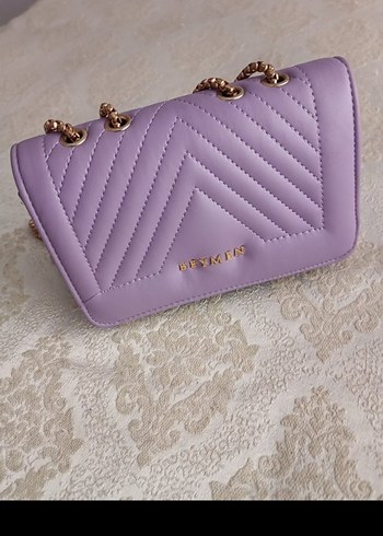 Mor Süet Dantel Detaylı BEYMEN Çanta - Görsel 2