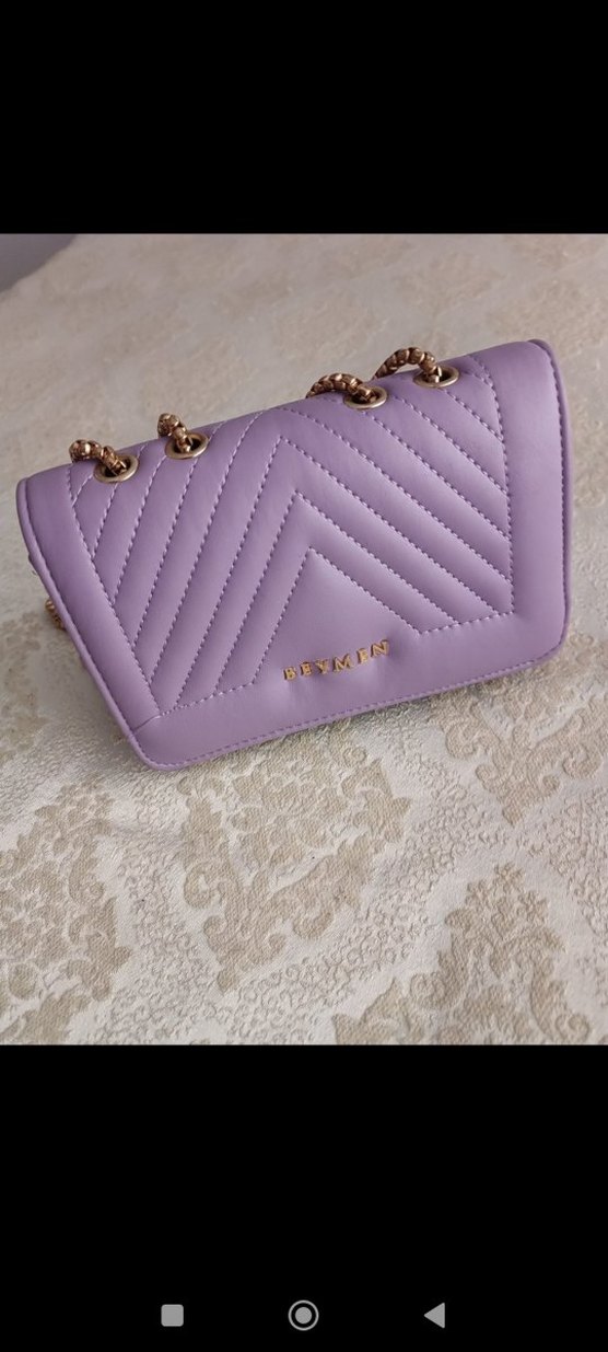 Mor Süet Dantel Detaylı BEYMEN Çanta - Görsel 2