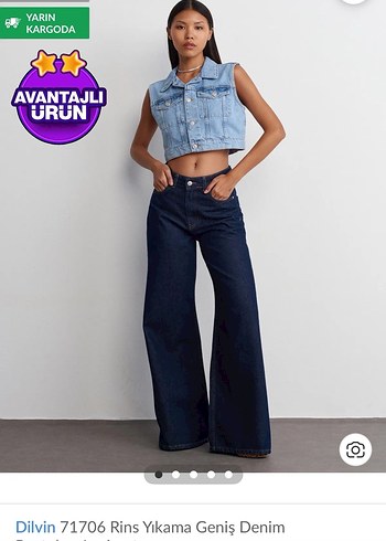 Dilvin Geniş Kesim Lacivert Denim Pantolon