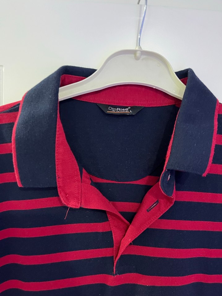 Kırmızı Siyah Çizgili Polo Yaka Tişört - Görsel 3