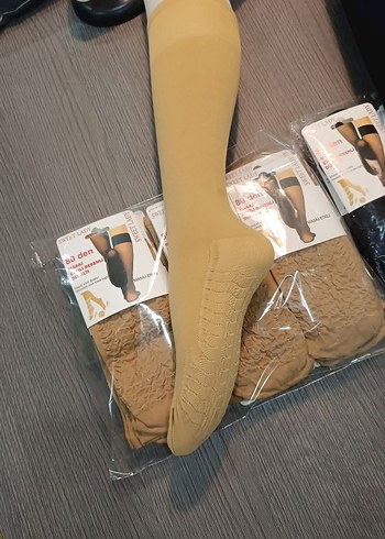diğer Beden Diz Altı Elastik Bej Kadın masaj etkili çorap 12 çift