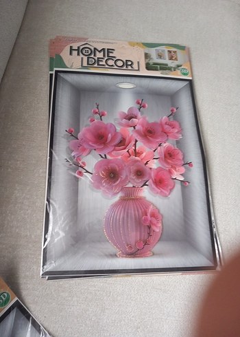 Pastel Pembe Çiçekli 3D Tablo - Görsel 4