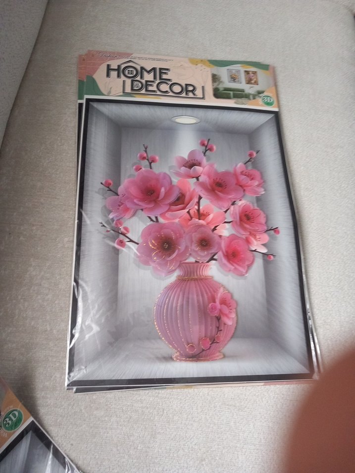 Pastel Pembe Çiçekli 3D Tablo - Görsel 4