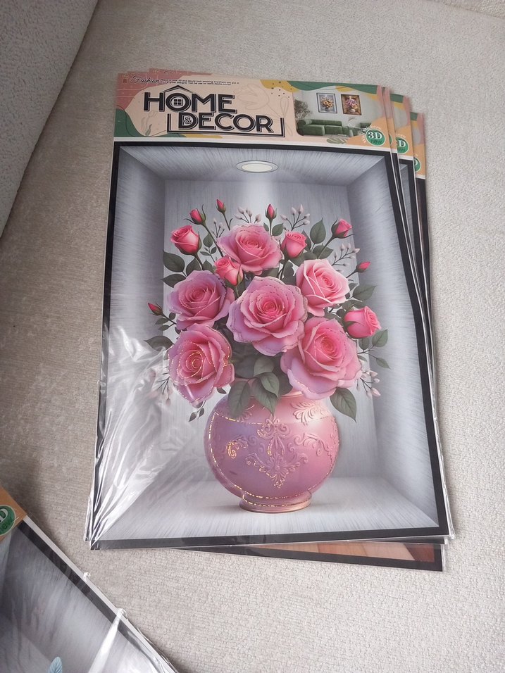 Pastel Pembe Çiçekli 3D Tablo - Görsel 3