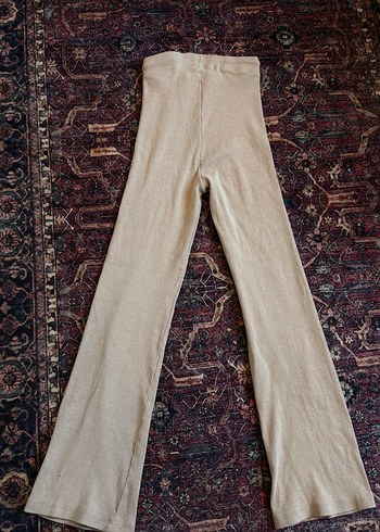 xs Beden ten rengi Renk H&m Rahat Bej Örgü Kumaş Kadın Pantolon