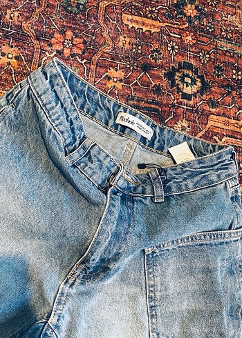Bohem Loose Fit Mavi Midi Denim Pantolon