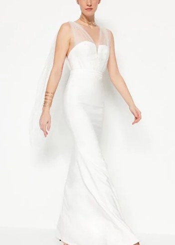 Beyaz Straplez Bohem Mini Gelinlik - Görsel 7