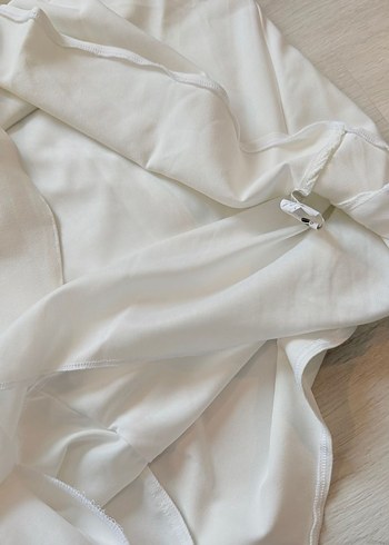 Beyaz Straplez Bohem Mini Gelinlik - Görsel 6