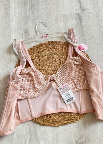 s Beden Dantel Detaylı Pembe Mini Büstiyer