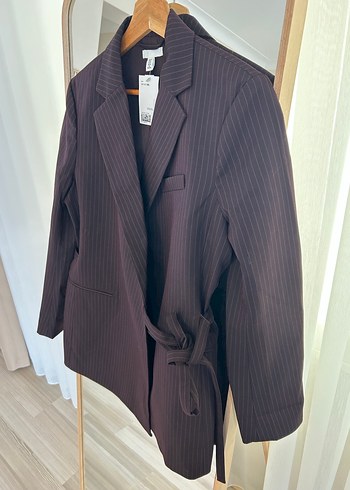 H&MBordo Çizgili Kadın Blazer Ceket - Görsel 5