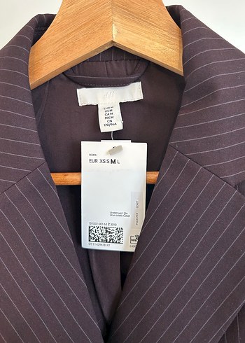 H&MBordo Çizgili Kadın Blazer Ceket - Görsel 4