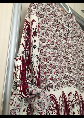 Diğer Bordo Desenli Uzun Kollu tunik elbise
