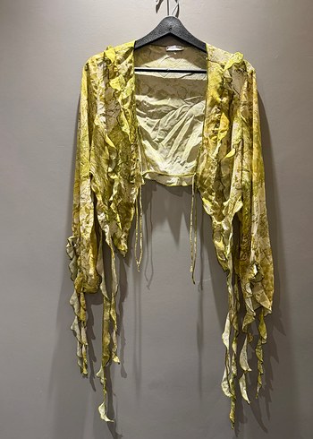Bershka Uzun Kollu Drapeli Sari Bohem Bluz