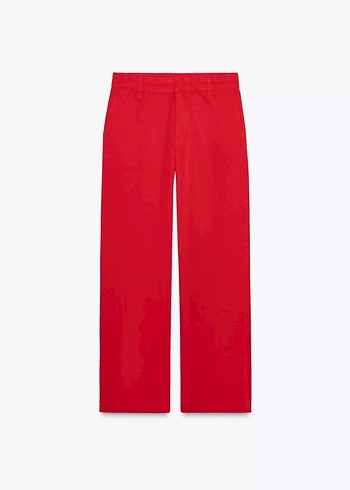 34 Beden Kırmızı Regular Fit Boyfriend Pantolon
