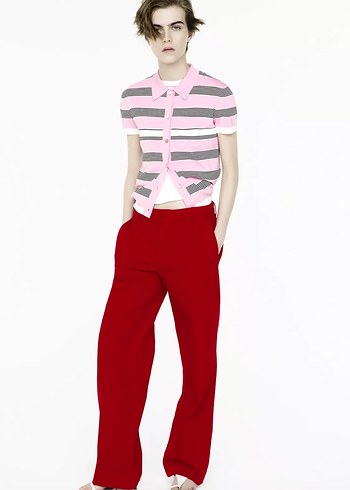 Kırmızı Regular Fit Boyfriend Pantolon