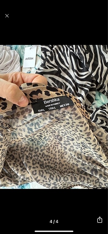l Beden Bershka transparan leoparlı bluz