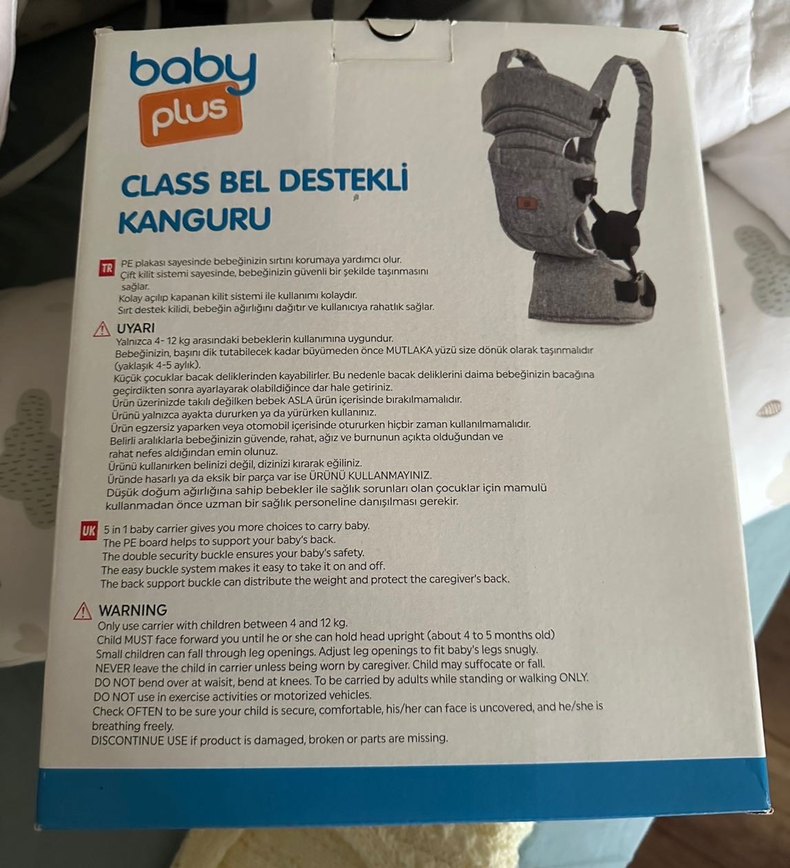 Class Bel Destekli Gri Ergonomik Kanguru - Görsel 2