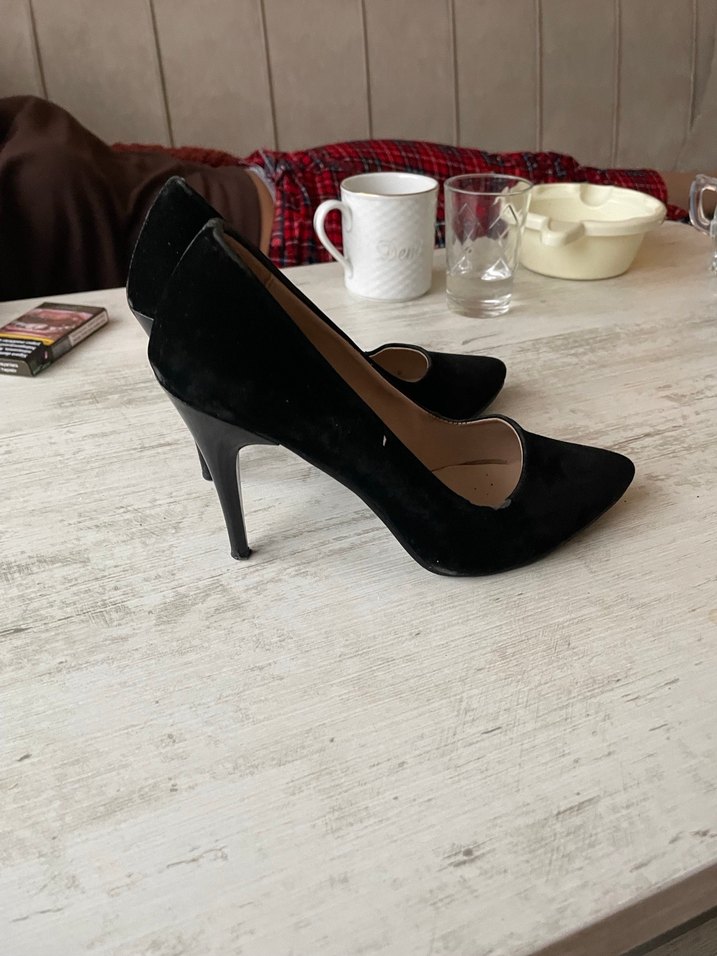 Siyah Stiletto Topuklu Kadın Ayakkabı - Görsel 3