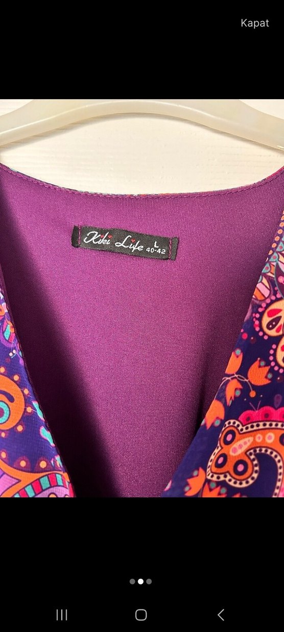 Renkli Uzun Kollu Bohem Desenli Elbise - Görsel 2