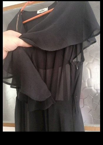 Gri V Yakalı Salaş Uzun Elbise - Görsel 3