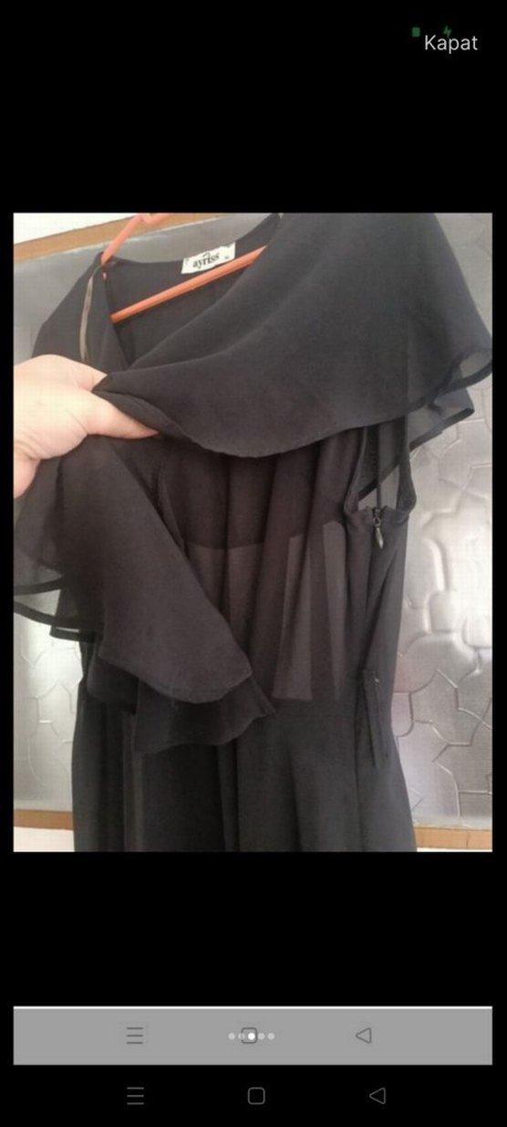 Gri V Yakalı Salaş Uzun Elbise - Görsel 3