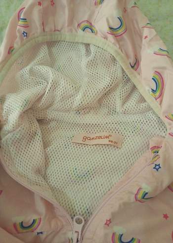 Kız Çocuk Pembe Baskılı Kapüşonlu Yağmurluk - Görsel 4