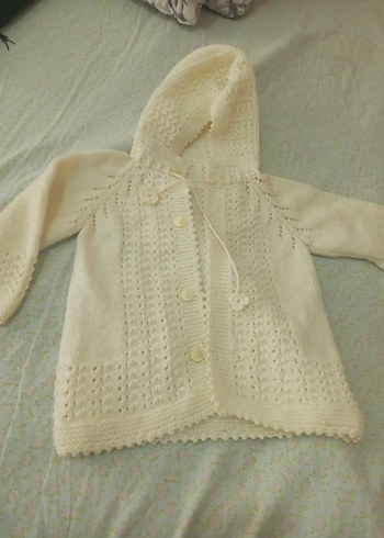 Kız Çocuk Kapüşonlu Bohem Örgü Hırka - Görsel 2