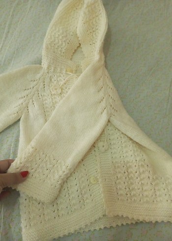 Kız Çocuk Kapüşonlu Bohem Örgü Hırka - Görsel 5