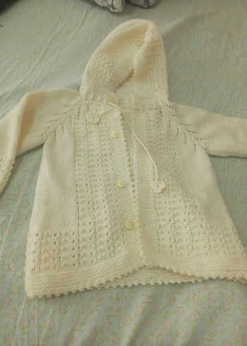 Kız Çocuk Kapüşonlu Bohem Örgü Hırka - Görsel 3