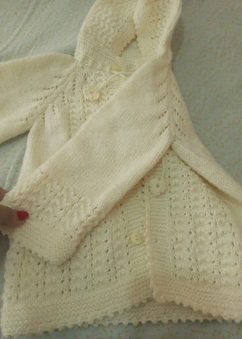 Kız Çocuk Kapüşonlu Bohem Örgü Hırka - Görsel 4