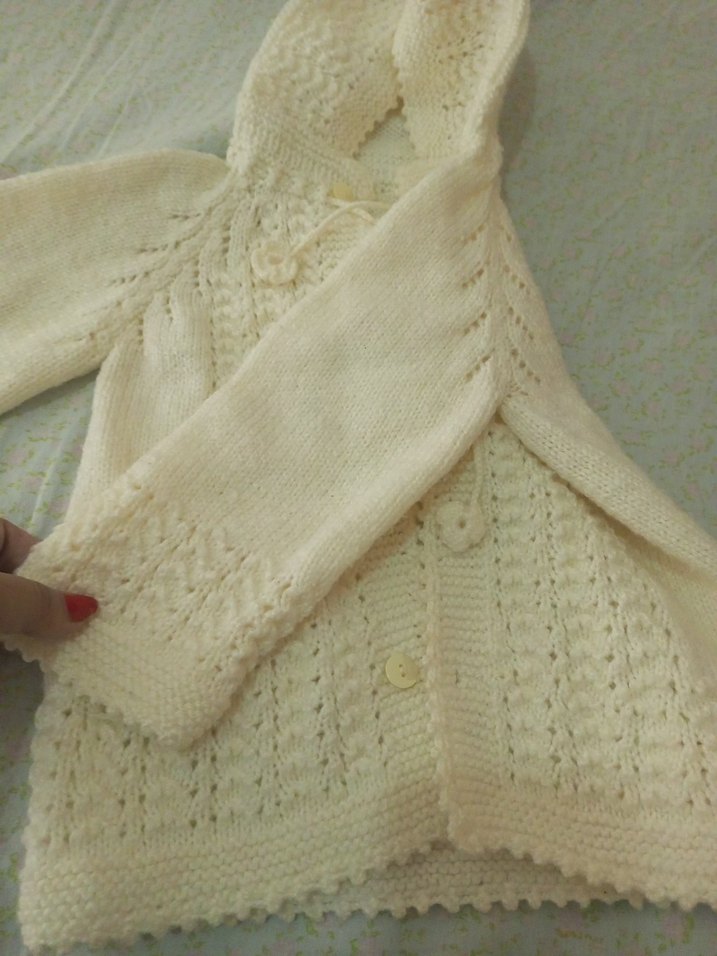 Kız Çocuk Kapüşonlu Bohem Örgü Hırka - Görsel 4