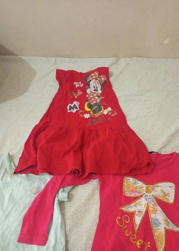 Kız Çocuk Kırmızı Minnie Mouselu elbise - Görsel 2