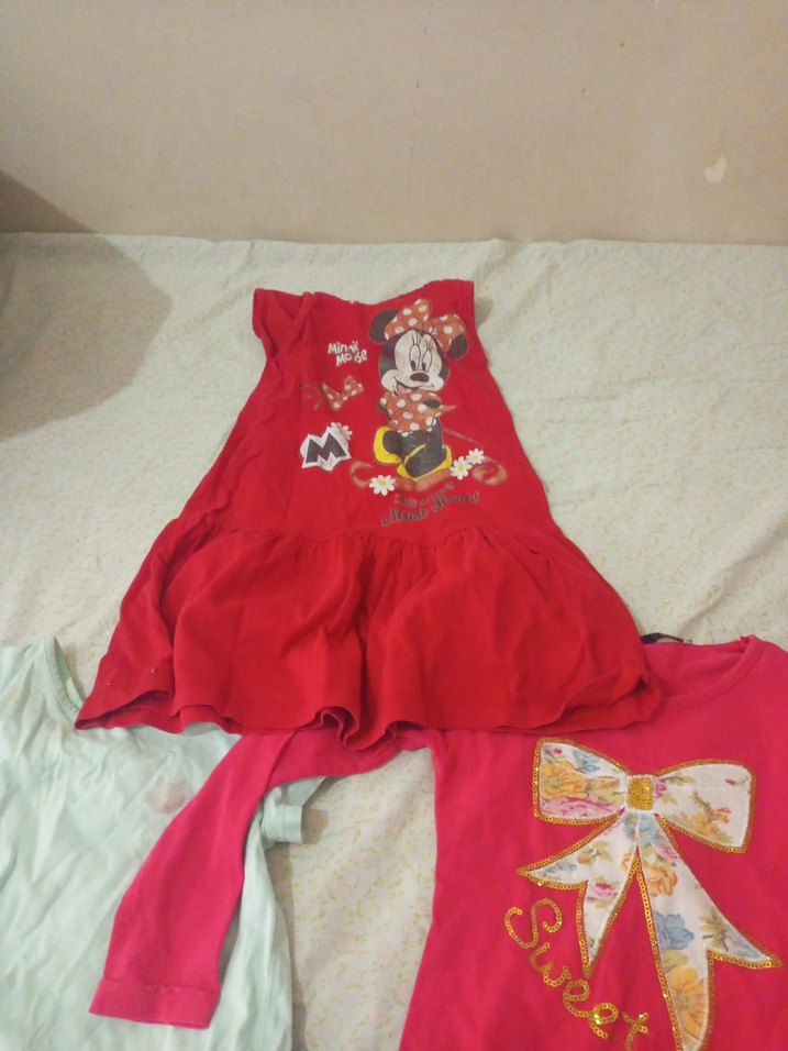 Kız Çocuk Kırmızı Minnie Mouselu elbise - Görsel 2