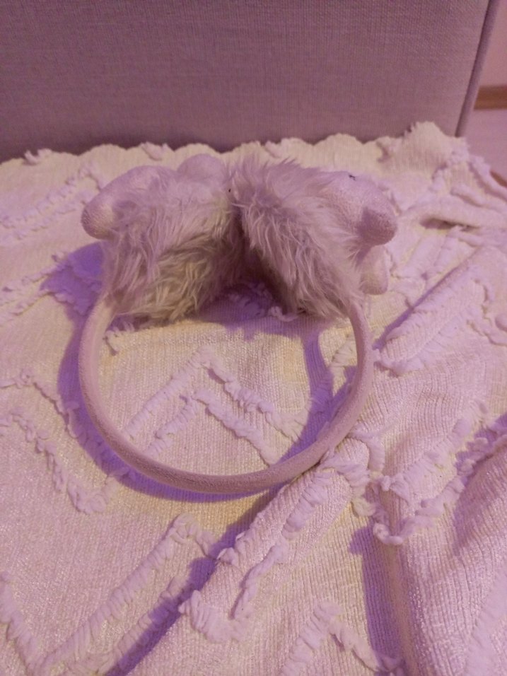 Pembe Kürklü Nakışlı Kız peluş kulaklık - Görsel 3