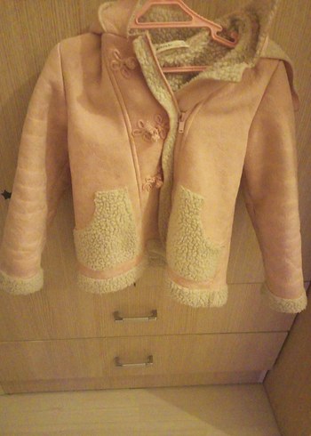 Kızlar için kürklü Pembe mont - Görsel 2