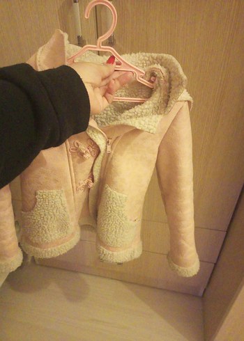 Kızlar için kürklü Pembe mont - Görsel 6