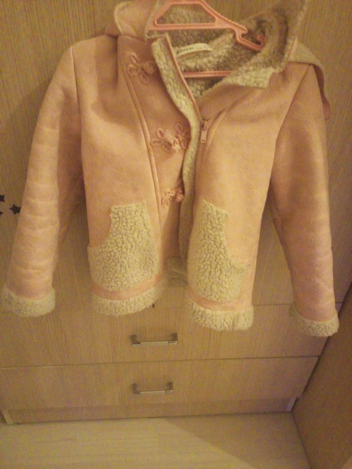 Kızlar için kürklü Pembe mont - Görsel 2