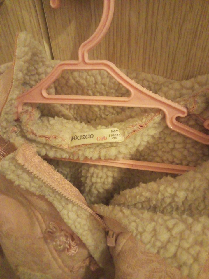 Kızlar için kürklü Pembe mont - Görsel 3