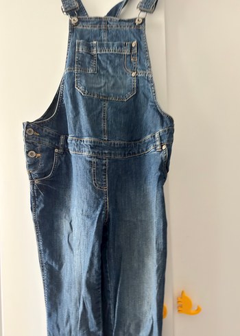 Bağcıklı Siyah Hamile Kot Tulum salopet - Görsel 2