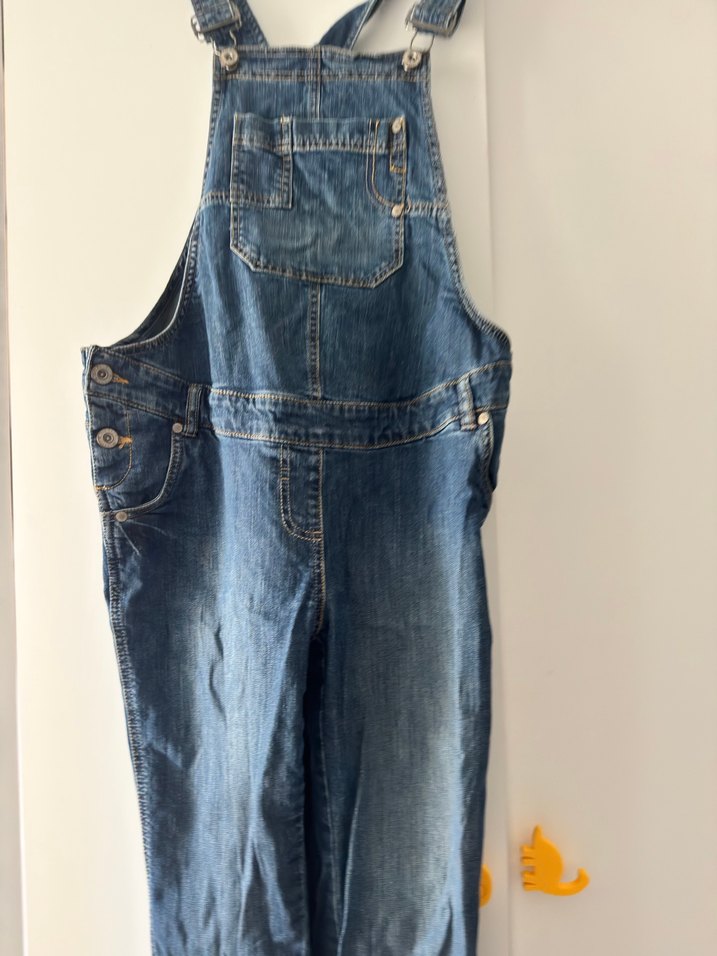 Bağcıklı Siyah Hamile Kot Tulum salopet - Görsel 2