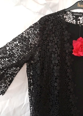 Siyah Uzun Dantel Kadın Elbise - Görsel 7