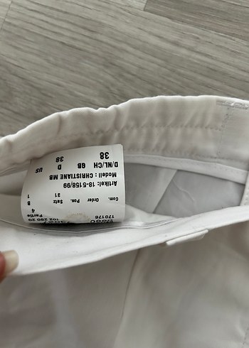 Beyaz Kadın Keten Kumaş Pantolon - Görsel 3