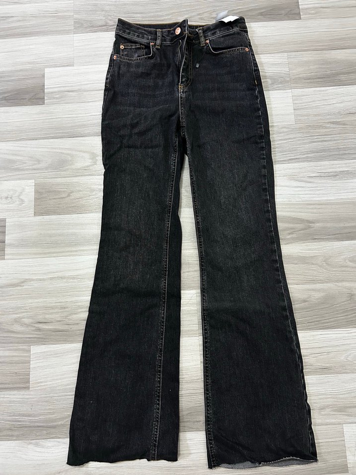 Düğmeli Gri-Kahverengi Normal Boy Kadın Kot Pantolon - Görsel 2